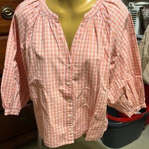 Levi's Women's Orange Plaid Button-Down Shirt